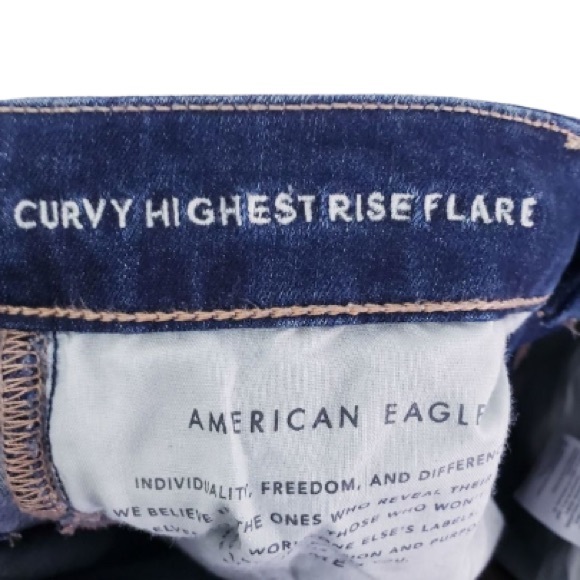 American Eagle Curvy Highest Rise Flare Jeans Size 12/30 Short - Picture 5 of 9